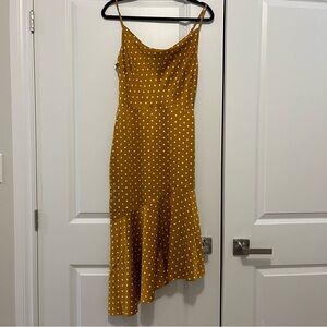 Asymmetrical satin midi dress